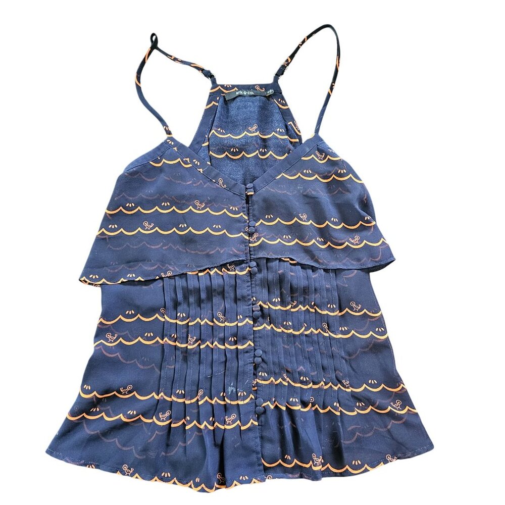 Ark & Co. Navy Blue Tank Top Duck Print Pattern Adjustable Straps Women's Size S